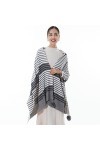 RIIQIICHY Écharpe à carreaux pashmina pour femme - Longue et grande écharpe dhiver chaude et épaisse avec pompon en fourrure