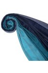 LORENZO CANA Echarpe de 50% Cachemire et 50% Laine pour la femme – 70 x 180 cm, à rayures - souple et noble – bleu foncé bleu