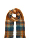 King Louie Foulard tricoté pour femme - Longueur : 200 cm - Motif à carreaux, 977 - Orange brûlé, 200 cm