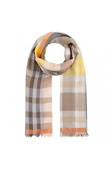 Codello Checks Woven Echarpe, Orange, Taille Unique Femme