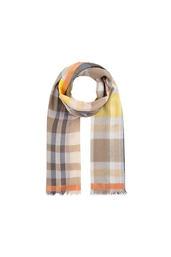 Codello Checks Woven Echarpe, Orange, Taille Unique Femme