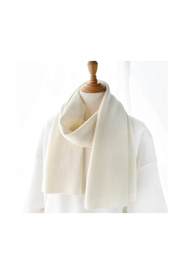 SUYGGCK écharpe Femme Chale Grand Plaid Écharpes Blanches Femmes Scarpe Tricotée Hiver-White,Adults 152Cm