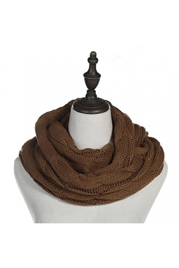 SERUMY Écharpes Tricotées Nouvelles Femmes Couleurs De Couleur Un Câble en Laine De Tricot De Snood Infiniment Écharpe Hivern