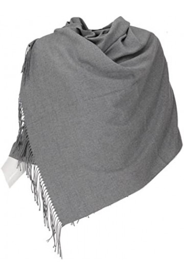 GURU SHOP Écharpe large en laine super douce pour homme/femme - Noir - Synthétique - Taille unique, gris foncé, taille unique