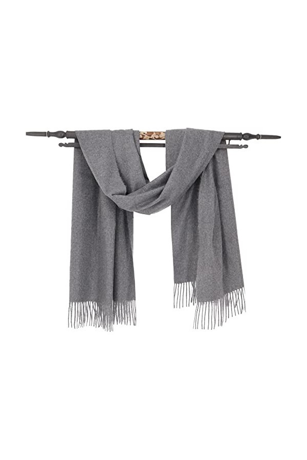 GURU SHOP Écharpe large en laine super douce pour homme/femme - Noir - Synthétique - Taille unique, gris foncé, taille unique