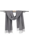 GURU SHOP Écharpe large en laine super douce pour homme/femme - Noir - Synthétique - Taille unique, gris foncé, taille unique