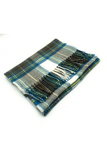 Highland Tweed Stewart Écharpe unisexe en pure laine dagneau Motif tartan Bleu, multicolore, 210cm x 27cm.