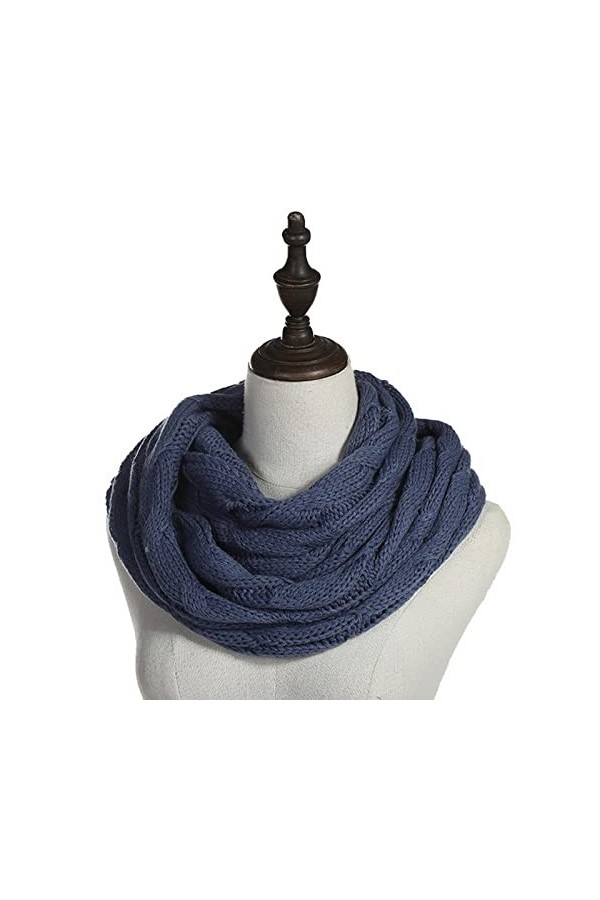 SERUMY Écharpes Tricotées Nouvelles Femmes Couleurs De Couleur Un Câble en Laine De Tricot De Snood Infiniment Écharpe Hivern