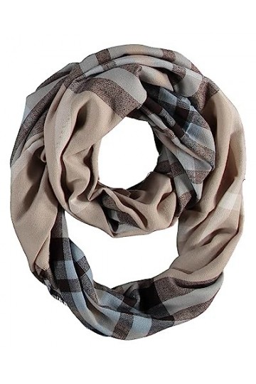 FRAAS Echarpe Loop 60 x 78 cm - Made in Germany - Echarpe tubulaire à carreaux pour femmes - Polyacrylique