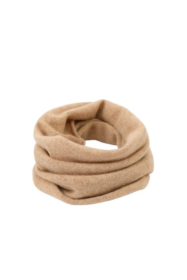 prettystern Écharpe à Boucle Unisexe 100% Laine Cachemire Foulard Uni Tube écharpe Femme Beige