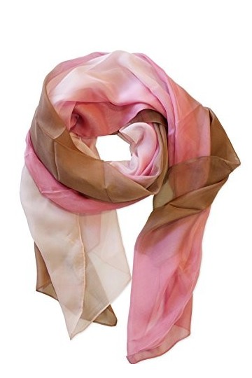 Posh Gear Femme Écharpe Foulard en mousseline de soie Tri-Color, Rose 100% soie