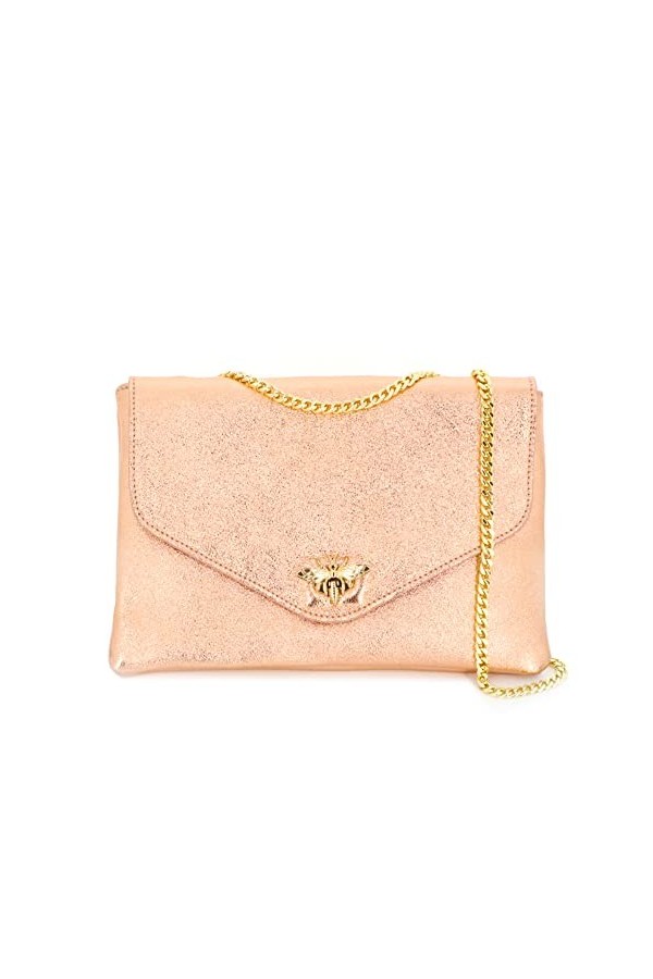 Double Tree - Sac A Main Bandoulière Chaîne En Cuir Véritable Motif Serpent - Sacoche Relief Abeille Doré - Pochette Envelopp