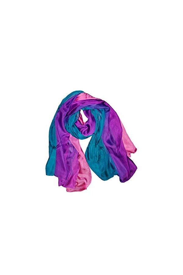 Posh Gear Femme Écharpe Foulard en mousseline de soie Tri-Color, Rose 100% soie