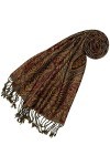 LORENZO CANA Echarpe de 100% laine pour la femme – foulard paisley fleuri - 35 cm x 160 cm - attrayant et souple – en bordeau