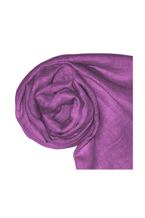 Lorenzo Cana Bodacious 93266 Écharpe pour femme en lin 100 % lin 70 cm x 180 cm en fibre naturelle Violet baie Couleur tendan