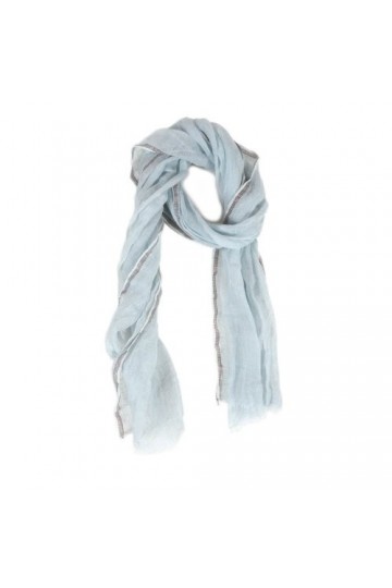 HINZE SH106 Echarpe en lin, couleur: bleu clair, dimensions: 50 x 180 cm, écharpe luxueuse pour femmes et hommes, unisexe, 