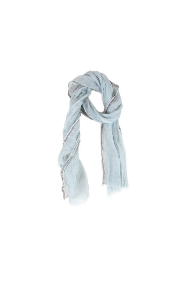 HINZE SH106 Echarpe en lin, couleur: bleu clair, dimensions: 50 x 180 cm, écharpe luxueuse pour femmes et hommes, unisexe, 