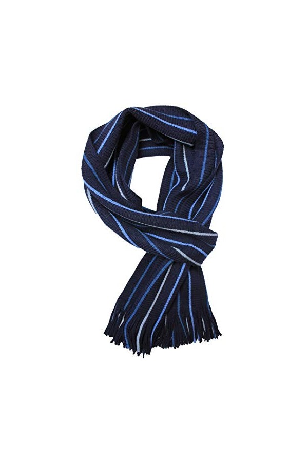 Rotfuchs Écharpe en laine Écharpe tricotée Écharpe femme Écharpe dhiver Écharpe homme Rayures bleu 180 x 24 cm Fabriqué en A
