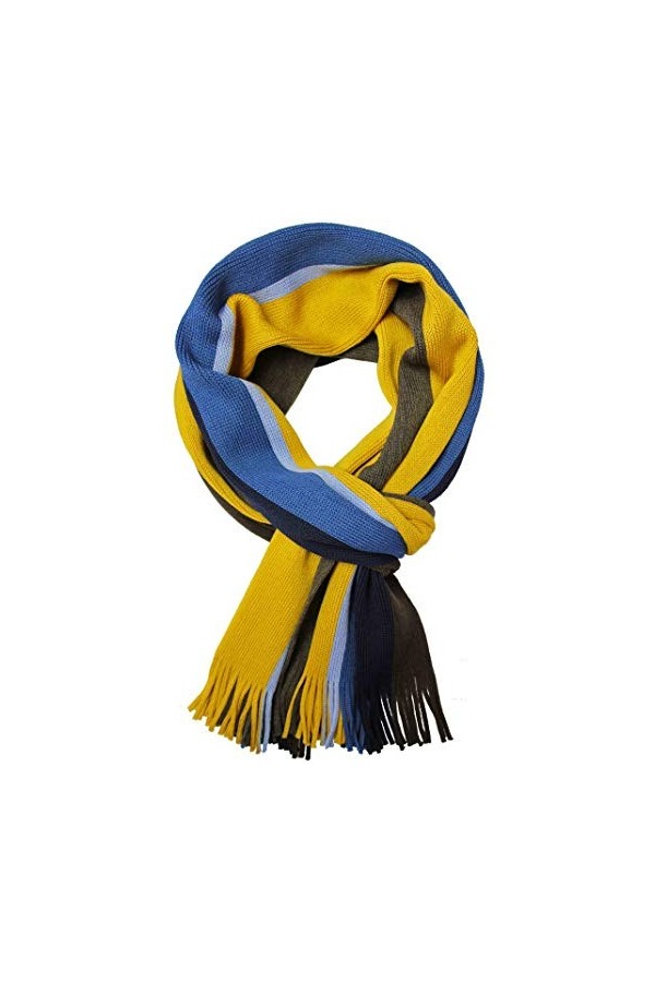 Rotfuchs Écharpe en laine Écharpe tricotée Écharpe femme Écharpe dhiver Écharpe homme Rayures bleu 180 x 24 cm Fabriqué en A