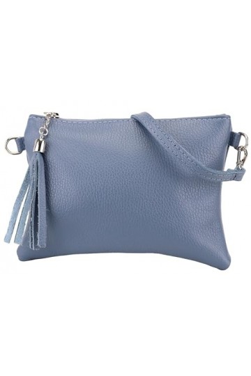 SH Leder Anny G248 Sac à bandoulière en cuir véritable 22 x 15 cm, bleu jeans, Small