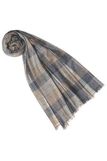 LORENZO CANA Echarpe de 100% Cachemire pour la femme – 70 x 200 cm, bicolore, naturel - souple et noble – en gris beige blanc