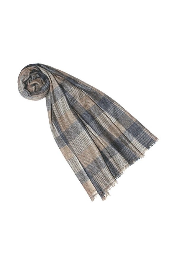 LORENZO CANA Echarpe de 100% Cachemire pour la femme – 70 x 200 cm, bicolore, naturel - souple et noble – en gris beige blanc