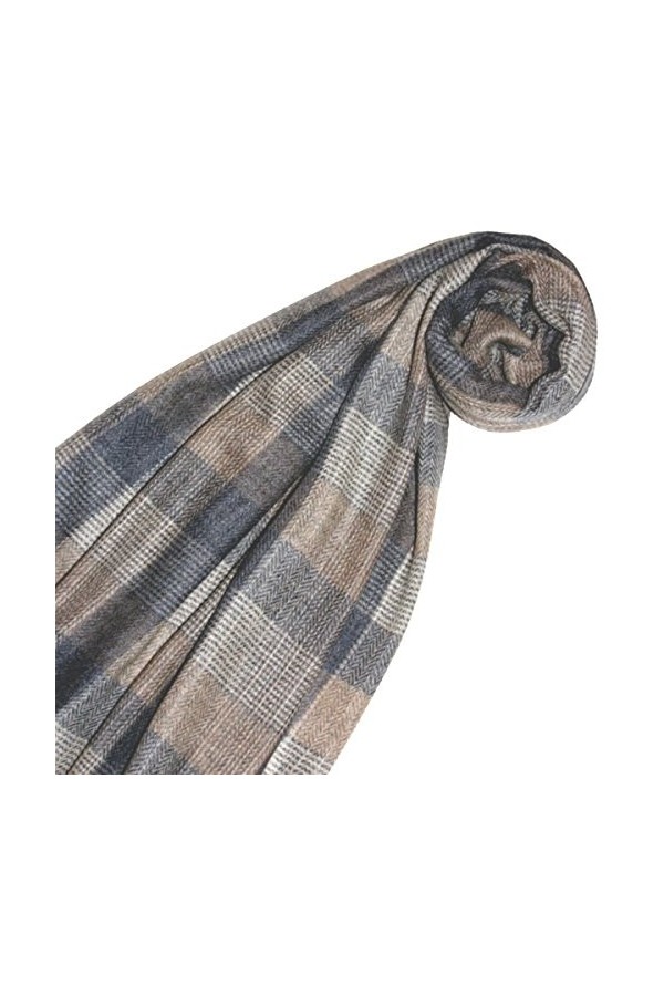 LORENZO CANA Echarpe de 100% Cachemire pour la femme – 70 x 200 cm, bicolore, naturel - souple et noble – en gris beige blanc