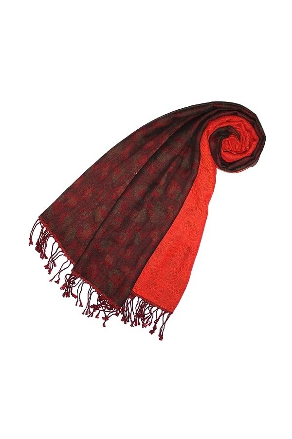 Lorenzo 78585 Cana Écharpe de luxe pour femme 100% laine mérinos Lamm Multicolore Rouge Bleu Vert fibre naturelle 50 x 180 cm