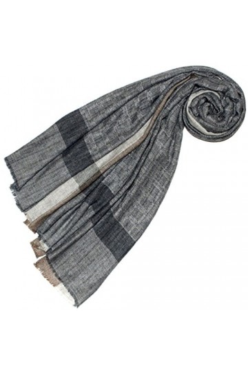 LORENZO CANA Echarpe de 100% Cachemire pour la femme – 70 x 200 cm, à carreaux, naturel - souple et noble – une sensation de 