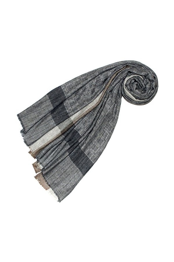 LORENZO CANA Echarpe de 100% Cachemire pour la femme – 70 x 200 cm, à carreaux, naturel - souple et noble – une sensation de 