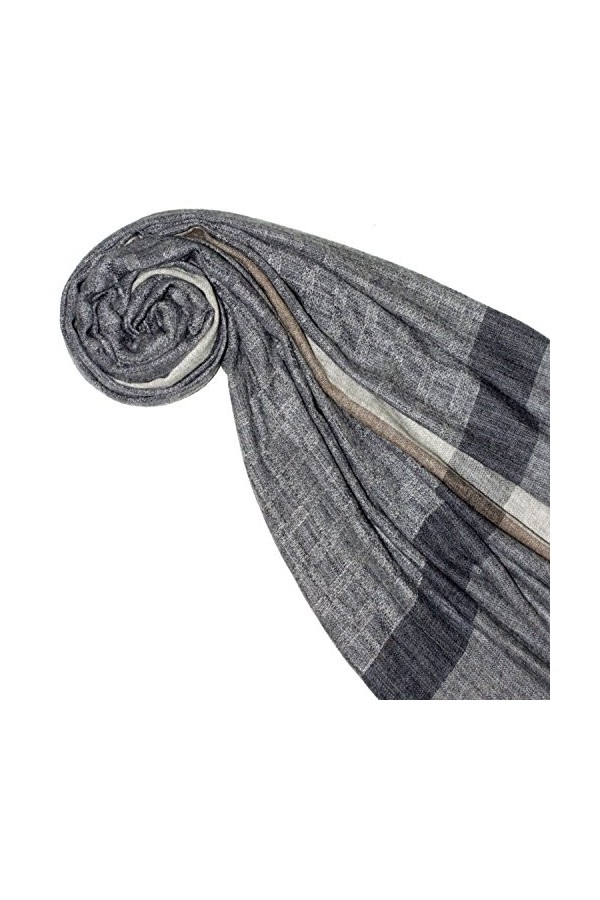 LORENZO CANA Echarpe de 100% Cachemire pour la femme – 70 x 200 cm, à carreaux, naturel - souple et noble – une sensation de 