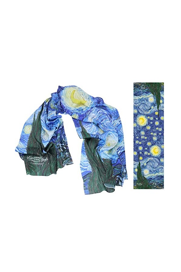 CARMANI - Écharpe tendance pour femme avec Vincent Van Gogh, la nuit étoilée