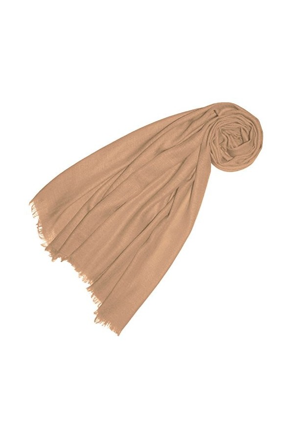 LORENZO CANA Echarpe de 100% Cachemire pour la femme – 70 x 200 cm, unicolore, monochrome - souple et noble – en ecru