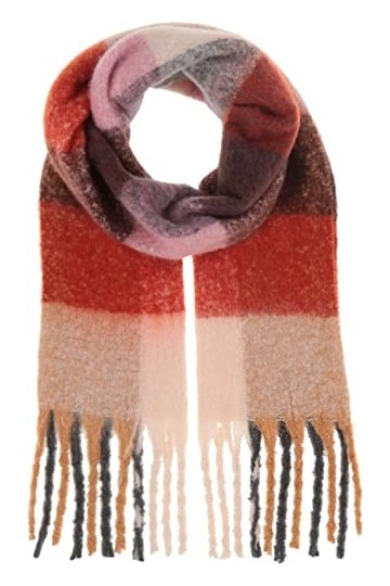 Giorgio Rimaldi écharpe femme à longues franges - 35 x 210 cm Taille - Chaude écharpe XXL avec motif à carreaux - Parfait pou