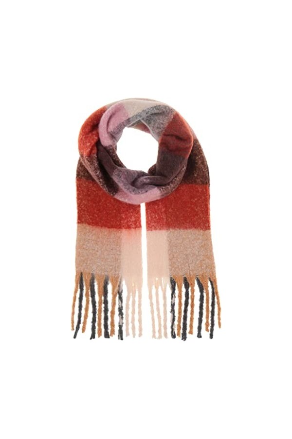 Giorgio Rimaldi écharpe femme à longues franges - 35 x 210 cm Taille - Chaude écharpe XXL avec motif à carreaux - Parfait pou