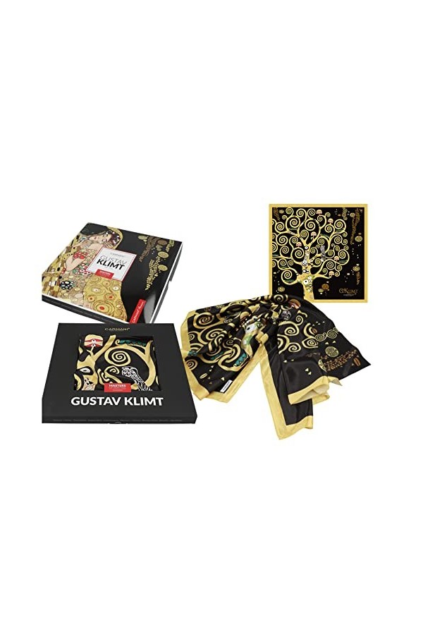 Carmani - ART Écharpe pour femme - Foulard multi-usage - Imprimé avec Gustav Klimt, larbre de vie