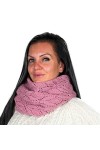 Écharpe tube dhiver pour femme 100 % laine mérinos fine - Rose - Taille Unique