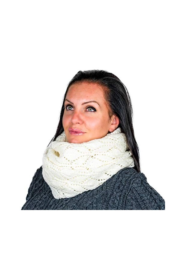 Écharpe tube dhiver pour femme 100 % laine mérinos fine - Rose - Taille Unique