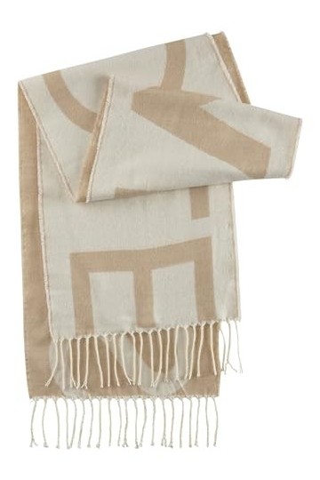 Codello Écharpe douce avec inscription tissée, beige, taille unique