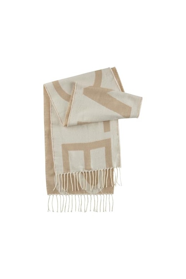 Codello Écharpe douce avec inscription tissée, beige, taille unique