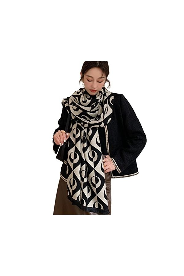 EROSTIMO Écharpe pour femme en laine mélangée au toucher cachemire pour femme - Écharpes et châle imprimés pashmina Warps dh