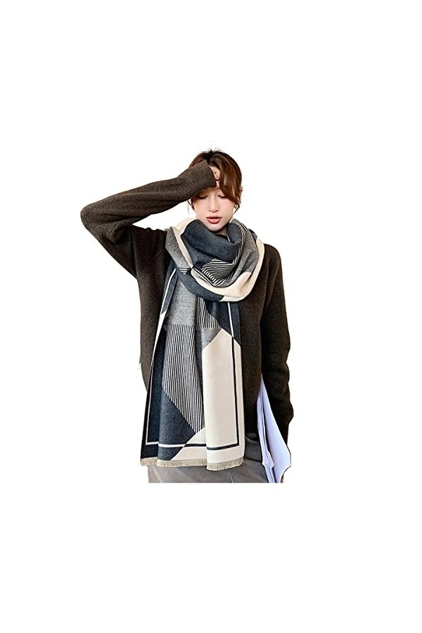 EROSTIMO Écharpe pour femme en laine mélangée au toucher cachemire pour femme - Écharpes et châle imprimés pashmina Warps dh