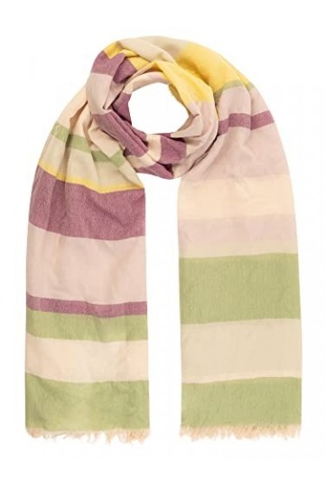 APART Fashion Écharpe à Rayures, Vert-Multicolore, Taille Unique Femme