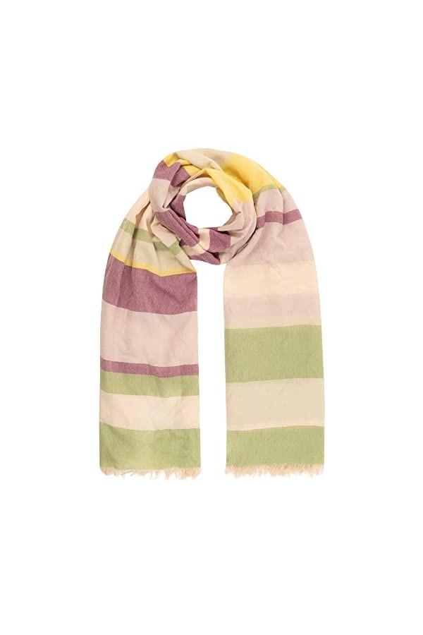 APART Fashion Écharpe à Rayures, Vert-Multicolore, Taille Unique Femme