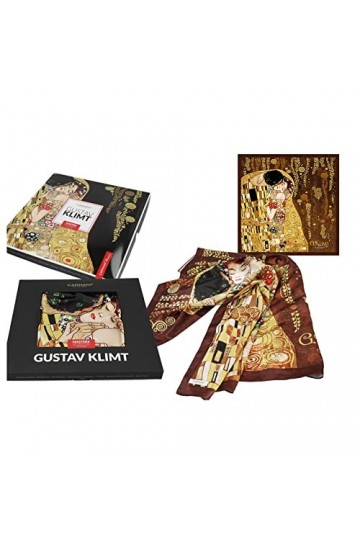 Carmani - ART Écharpe pour femme - Foulard multi-usage - Imprimé avec Gustav Klimt, The Kiss