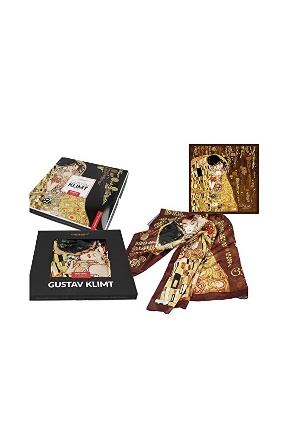 Carmani - ART Écharpe pour femme - Foulard multi-usage - Imprimé avec Gustav Klimt, The Kiss