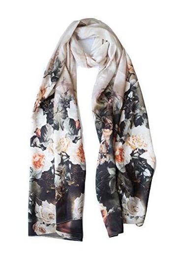 Westlook Grande écharpe carrée en soie peinte à la main pour femme Accessoire de mode 183 x 66 cm, Multicolore, L