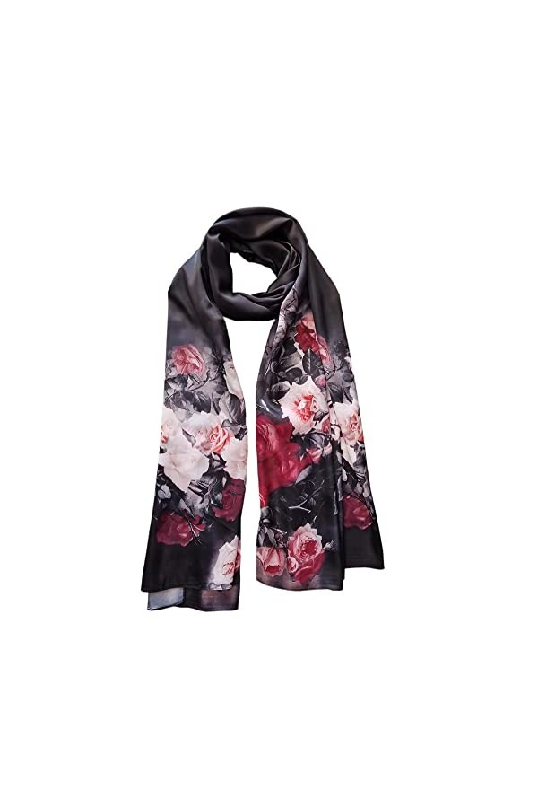 Westlook Grande écharpe carrée en soie peinte à la main pour femme Accessoire de mode 183 x 66 cm, Multicolore, L