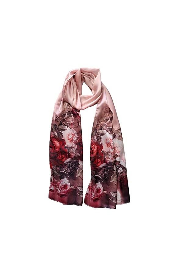 Westlook Grande écharpe carrée en soie peinte à la main pour femme Accessoire de mode 183 x 66 cm, Multicolore, L