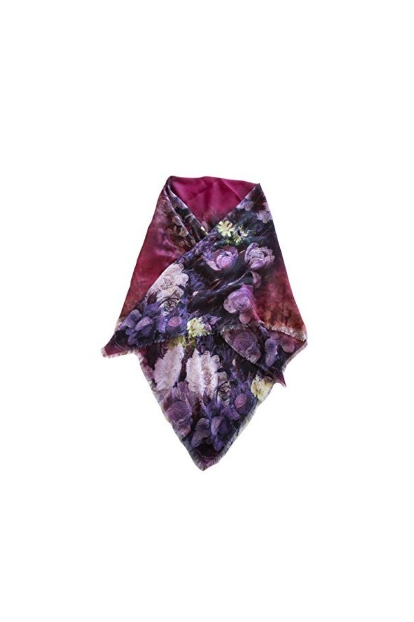 Westlook Grande écharpe carrée en coton peint à la main pour femme 120 x 120 cm, bleu, XXL